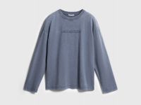 Лонгслив с принтом и эффектом стирки, Синий