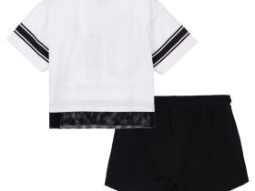 Комплект трикотажный для девочек: фуфайка (футболка), шорты