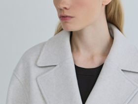 Короткое двубортное пальто, Бежевый