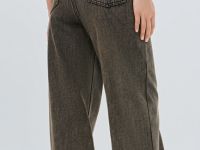 Утеплённые широкие джинсы, Серый