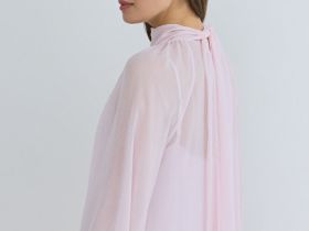 Платье мини с рюшами, Розовый