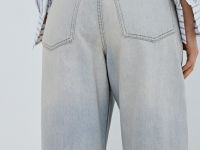 Свободные джинсы со средней посадкой, Голубой