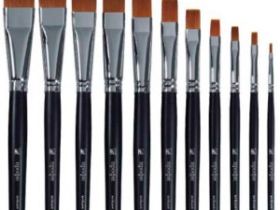 Кисть синтетика №12 плоская Альбатрос "Профи" длинная ручка