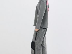 Прямые джинсы со средней посадкой, Серый