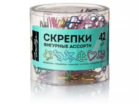 Скрепки фигурные Globus - ассорти 28-45 мм 42 шт. пластик. коробка, ассорти