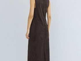 Платье миди из искусственной замши, Коричневый
