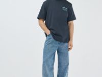 Футболка с морским принтом на спине, Голубой