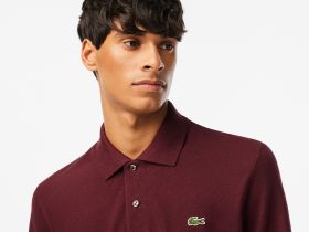 Мужское поло Lacoste L.12.21 классического кроя с длинным рукавом