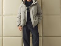 Утеплённая куртка с капюшоном, Серый