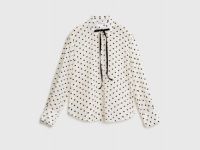 Блузка с принтом в горошек, Белый