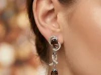 Серьги из серебра с раухтопазами и фианитами э0626сг01260367