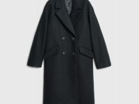 Длинное двубортное пальто, Черный