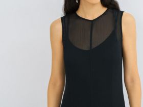 Шифоновое платье А-силуэта, Черный