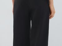 Широкие брюки со льном, Черный