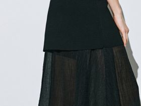Двуслойная юбка с полупрозрачным подолом, Черный