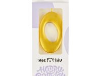 Свеча для торта с держателем MESHU "Цифра 0", 5,2 см, золотая