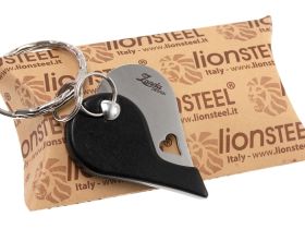 Нож-брелок складной сердце LionSteel LB EB - LionBeat Ebony, сталь 440, рукоять африканское дерево