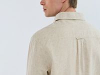 Рубашка изо льна и хлопка с карманом, Бежевый