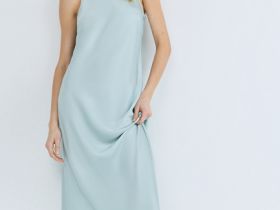 Сатиновое платье с американской проймой, Зеленый