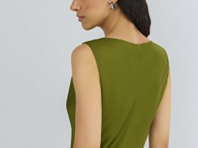 Платье-халтер с драпировкой, Зеленый