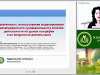 Эффективность использования моделирования как метапредметного (универсального) способа деятельности на уроках географии и во внеурочной деятельности