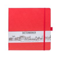 Блокнот для зарисовок Sketchmarker 20*20 cм 80 л 140 г, твердая обложка Красный