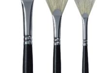 Кисть щетина №4 веерная Альбатрос "Профи" длинная ручка черная