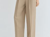 Прямые брюки cо складками, Бежевый