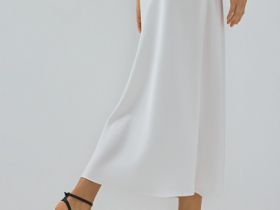Сатиновая юбка макси, Белый
