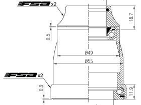 Рулевая колонка FSA DLR - NO.60 AL-2 (H2203A) рама 1 1/8" - 1 1.5", вилка 1 1/8" - 1 1.5" gnn (черный посадочный 44 и 49.57 мм / внешний 49 и 55 мм)