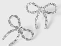 Серебристые серьги-пусеты с бантиками Глория Джинс