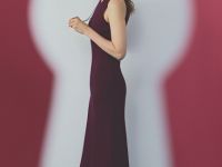 Вязаное платье с расклёшенной юбкой, Фиолетовый