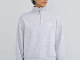 Толстовка с воротником-стойкой на молнии, Серый