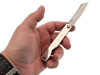 Нож складной Higonokami Nagao Kanekoma, 70мм, сталь AoGami 3 слоя, рукоять нержавеющая сталь золотая