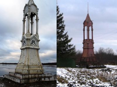 Два памятника-маяка, сооруженные в честь строительства Ладожского канала