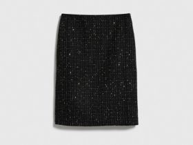 Твидовая юбка миди, Черный