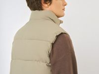 Стёганый утеплённый жилет с воротником-стойкой, Бежевый