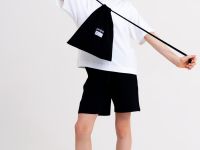 Комплект трикотажный для девочек: фуфайка (футболка), шорты, сумка-мешок