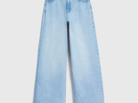 Широкие джинсы с высокой посадкой, Голубой