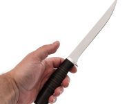 Филейный нож Нерпа, сталь 65Х13, гибкое лезвие, рукоять кожа
