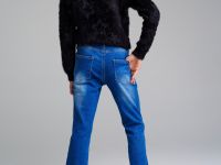 Брюки текстильные джинсовые утепленные флисом для девочек