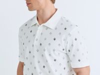 Поло из хлопка с принтом, Белый