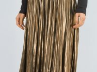 Юбка макси из ткани с эффектом жидкого золота, Золотой