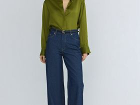 Сатиновая блузка из вискозы, Зеленый