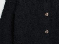 Укороченный кардиган из махровой пряжи, Черный