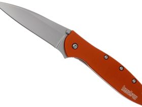 Полуавтоматический складной нож Kershaw Leek, сталь 14C28N, рукоять анодированный алюминий, оранжевый
