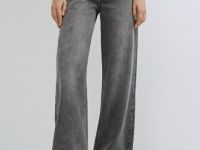 Широкие джинсы Wide leg с высокой посадкой, Серый