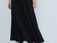 Плиссированная юбка миди A-силуэта, Черный