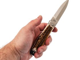 Выкидной нож Mikov Predator, сталь 420, рукоять рог оленя