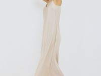 Платье-комбинация на тонких бретелях, Бежевый